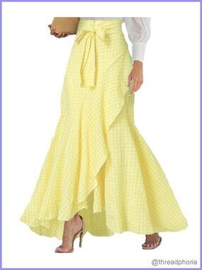 Flowing Maxi Skirt High Rise with Tie Belt